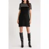Halogenr Halogen(r) Stripe Short Sleeve Sweater Dress In Black