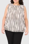 Halogenr Halogen(r) Stripe Sleeveless Pleated Shell In New Ivory