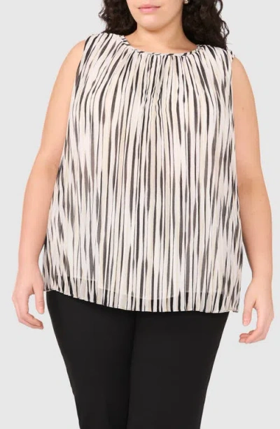 Halogenr Halogen(r) Stripe Sleeveless Pleated Shell In New Ivory