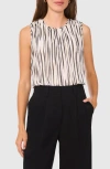 Halogenr Halogen(r) Stripe Sleeveless Pleated Shell In New Ivory