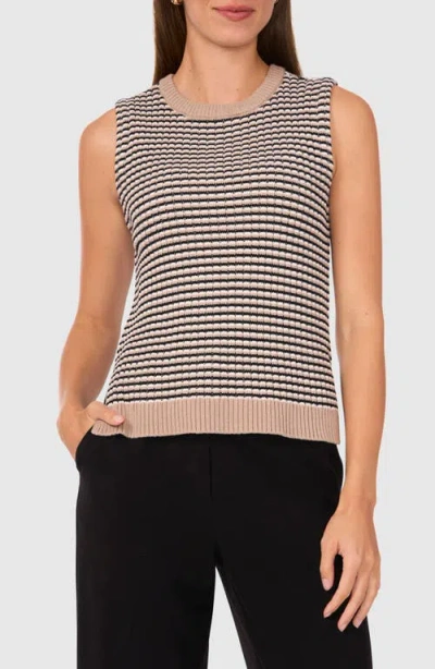 Halogenr Halogen(r) Stripe Sleeveless Sweater In Simply Taupe Brown