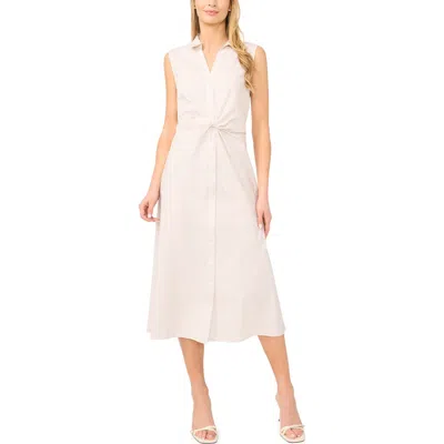 Halogenr Halogen(r) Stripe Twist Detail Sleeveless Cotton Shirtdress In Gray