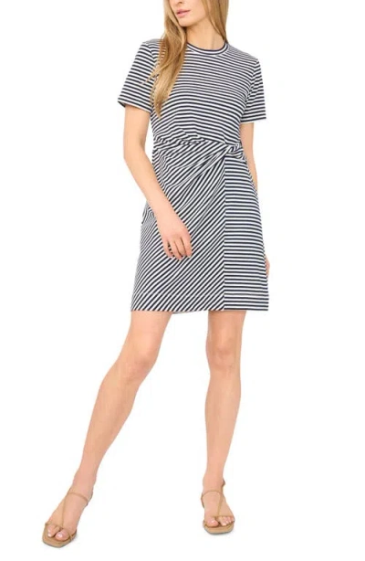 Halogenr Halogen(r) Stripe Twist Detail Stretch Cotton T-shirt Dress In Multi