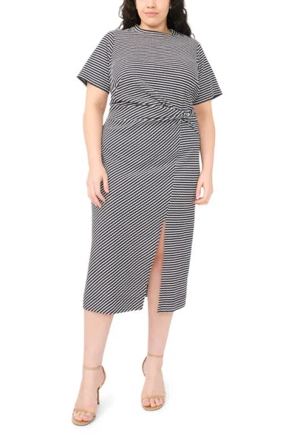 Halogenr Halogen(r) Stripe Twist Midi T-shirt Dress In Gray