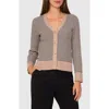 Halogenr Halogen(r) Stripe V-neck Cardigan In Simply Taupe Brown