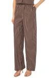 Halogenr Halogen(r) Striped Pull On Pants With Side Slits In Brown