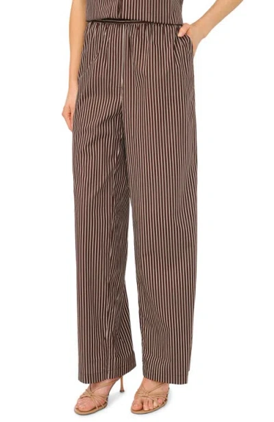 Halogenr Halogen(r) Striped Pull On Pants With Side Slits In Brown