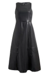 Halogenr Halogen(r) Structured Faux Leather Midi Dress In Black