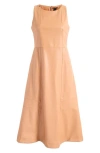 Halogenr Halogen(r) Structured Faux Leather Midi Dress In Orange