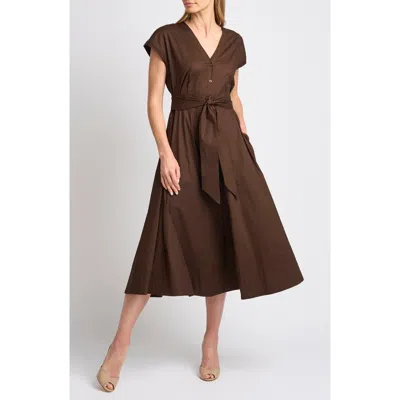 Halogenr Halogen(r) Tie Front A-line Dress In Brown