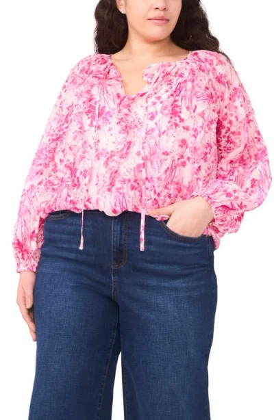 Halogenr Halogen(r) Tie Neck Ruffle Long Sleeve Top In Pink