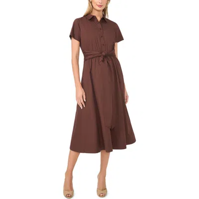 Halogenr Halogen(r) Tie Waist Cotton Shirtdress In Chicory Coffee