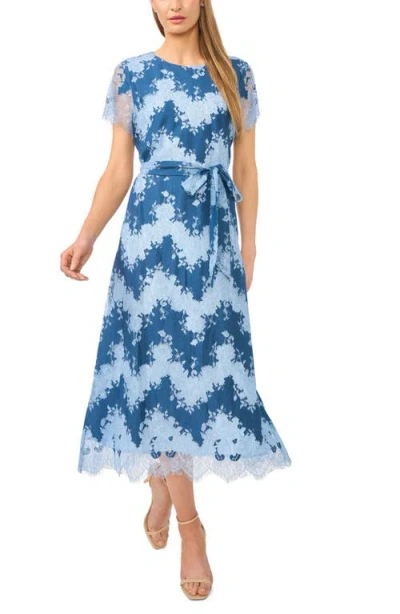 Halogenr Halogen(r) Tie Waist Lace Midi Dress In Kentucky Blue