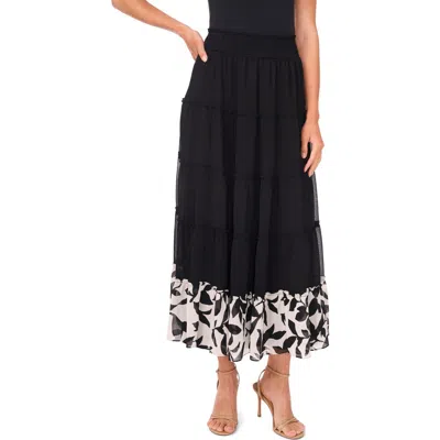 Halogenr Halogen(r) Tiered Smocked Midi Skirt In Black