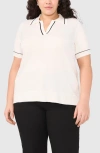 Halogenr Halogen(r) Tipped Johnny Collar Polo Sweater In Antique White