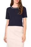 Halogenr Halogen(r) Tipped Short Sleeve Crewneck Sweater