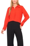 Halogenr Halogen(r) Tonal Stripe Collared Split Neck Top In Red