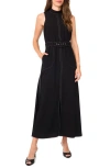 Halogenr Halogen(r) Topstitched Mock Neck Midi Dress In Black