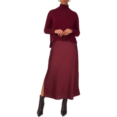 Halogenr Halogen(r) Turtleneck Sweater & Satin Slipdress Set In Burgundy