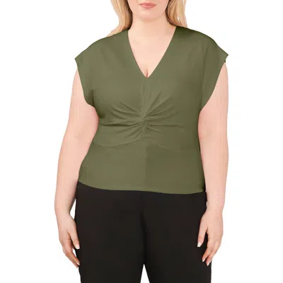Halogenr Halogen(r) Twist Front Knit Top In Olive Moss Green