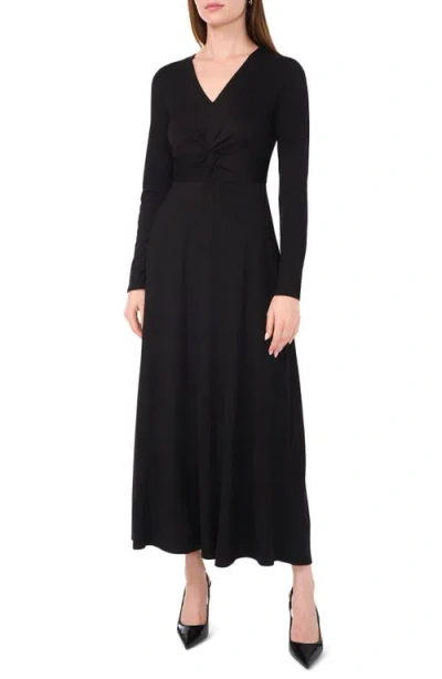Halogenr Halogen(r) Twist Front Long Sleeve Midi Dress In Rich Black
