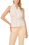Halogenr Halogen(r) Twist Front Sleeveless Button-up Shirt In Animal Print