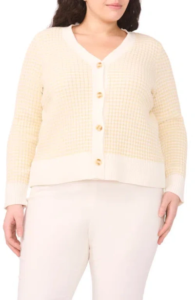Halogenr Halogen(r) V-neck Stripe Rib Cotton Blend Cardigan In White