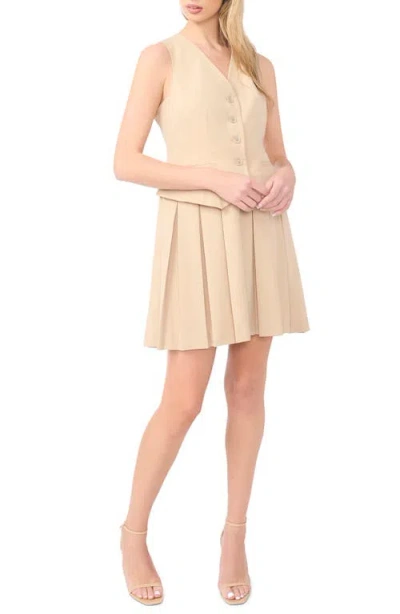 Halogenr Halogen(r) Vest Pleated Dress In Neutral