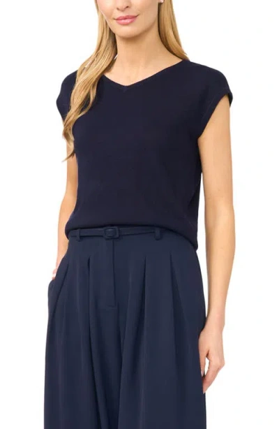 Halogenr Halogen(r) V-neck Cap Sleeve Sweater Vest In Blue