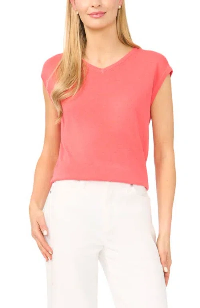 Halogenr Halogen(r) V-neck Cap Sleeve Sweater Vest In Pink