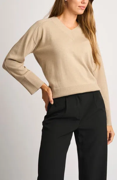 Halogenr Halogen(r) V-neck Sweater In Malibu Beige