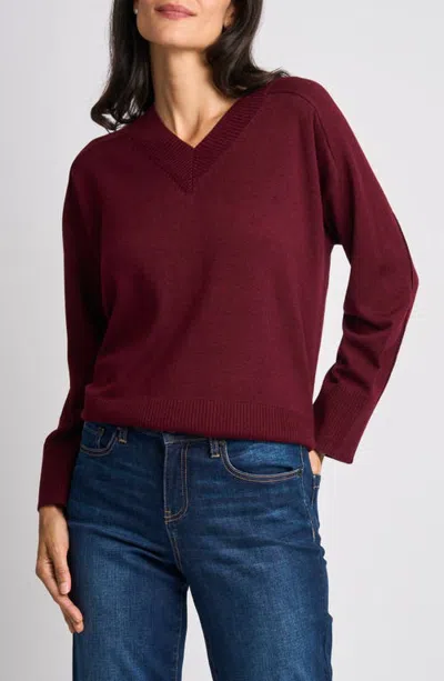 Halogenr Halogen(r) V-neck Sweater In Rich Burgundy