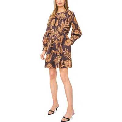 Halogenr Halogen(r) Volume Long Sleeve Tie Waist Cotton Dress In Multi