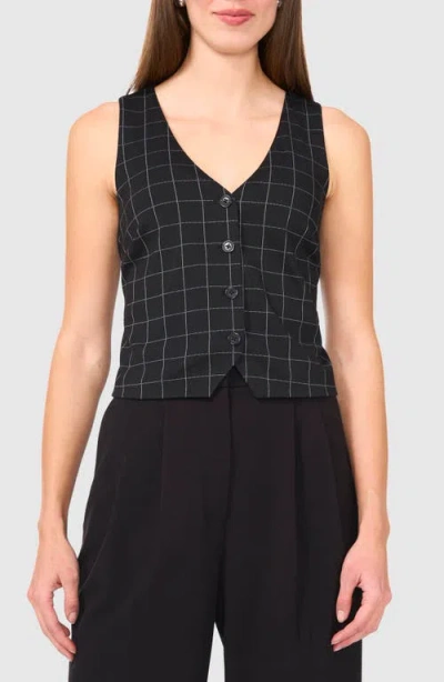 Halogenr Halogen(r) Windowpane Plaid Vest In Rich Black