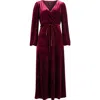 Halogenr Halogen(r) Wrap Front Long Sleeve Velvet Maxi Dress In Burgundy