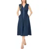 Halogenr Halogen(r) Zip-front Midi Dress In Blue