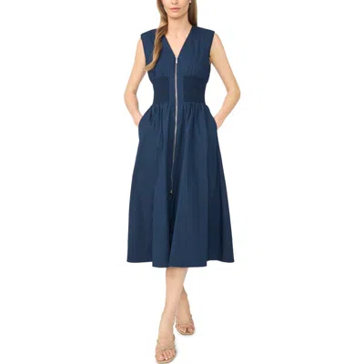 Halogenr Halogen(r) Zip-front Midi Dress In Blue