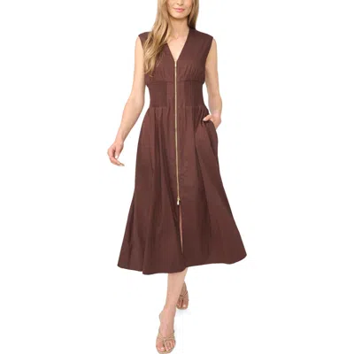 Halogenr Halogen(r) Zip-front Midi Dress In Brown
