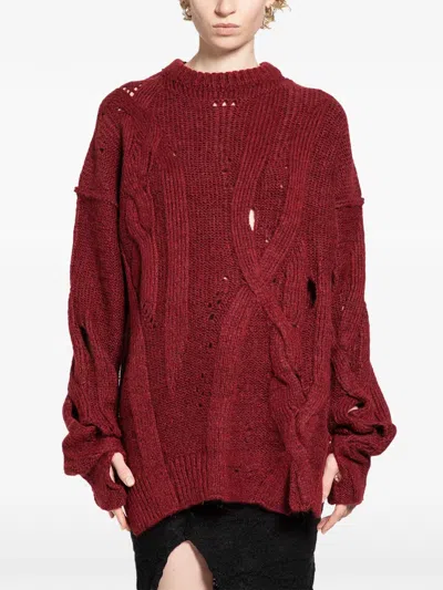 Halos Cable Knit Sweater In Red