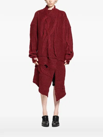 Halos Cables Cardigan In Red