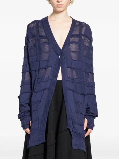 Halos Checked Cardigan In Blue