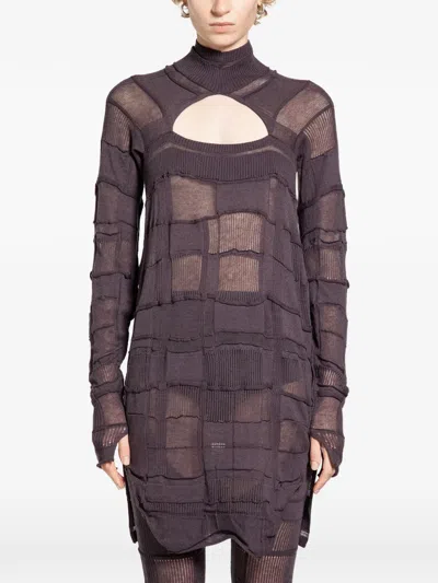 Halos Checked Turtleneck Sweater In Purple