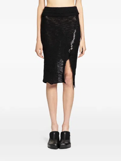 Halos Safety-pin Knitted Skirt In Black