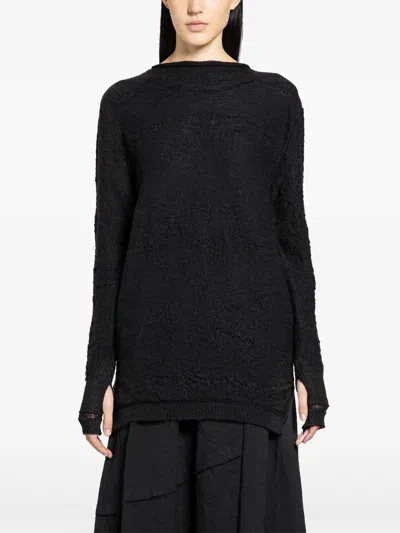 Halos Thumbhole Rough Sweater In Black