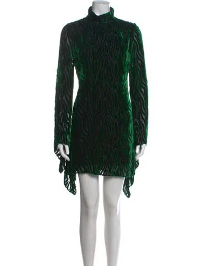 Pre-owned Halpern Animal Print Mini Dress In Black/green