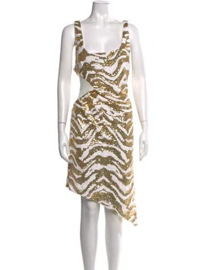 Pre-owned Halpern Animal Print Mini Dress W/ Tags In Multicolor