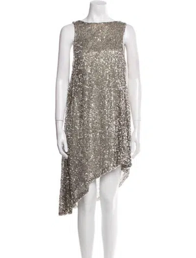 Pre-owned Halpern Bateau Neckline Midi Length Dress