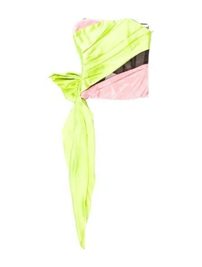 Pre-owned Halpern Colorblock Pattern Strapless Top W/ Tags In Green