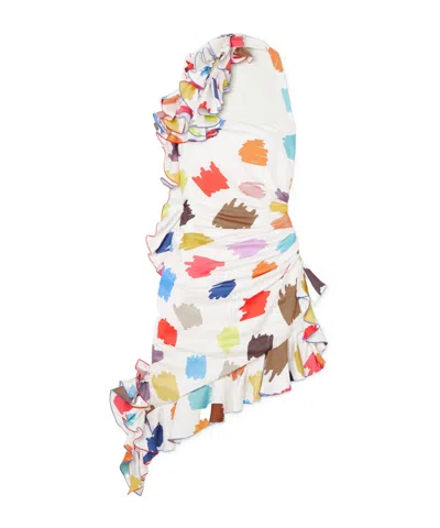Halpern Colorful Printed Dress In Multi