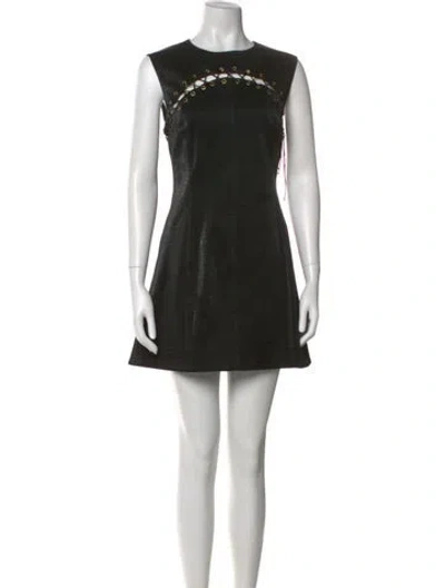 Pre-owned Halpern Crew Neck Mini Dress In Black